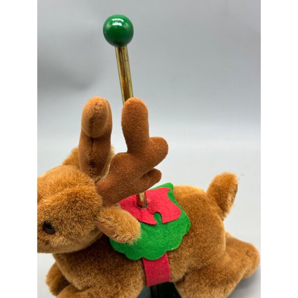 Applause marry carousel Plush Reindeer Figurine Felt Details & Gold Pole On Gree - Picture 2 of 8